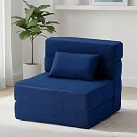 FILUXE Convertible Folding Sofa Bed-Sleeper Chair with Pillow, Modern Linen Fabric Floor & Couch, for Living Room/Dorm/Guest Use/Home Office/Apartment (Dark Gray, Single)