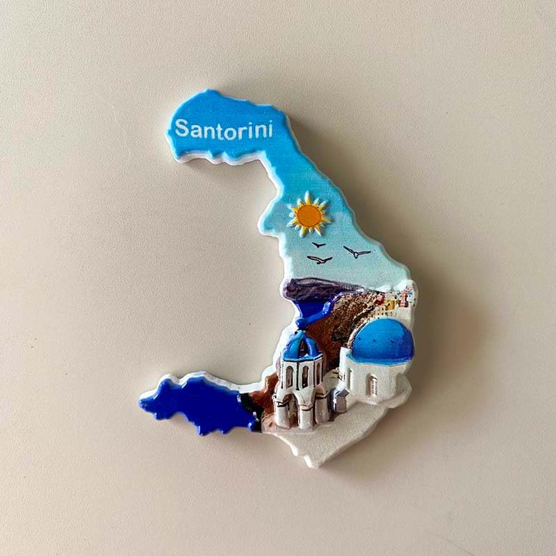 Imán decorativo de resina Santorini Island 4x2 pulgadas miniatura 2