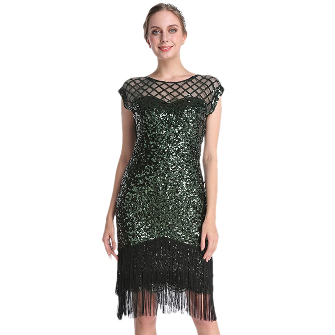 Vestido de lentejuelas de los años 20, vestido de fiesta temática, vestido de graduación, vestido Art Deco, Gn, L