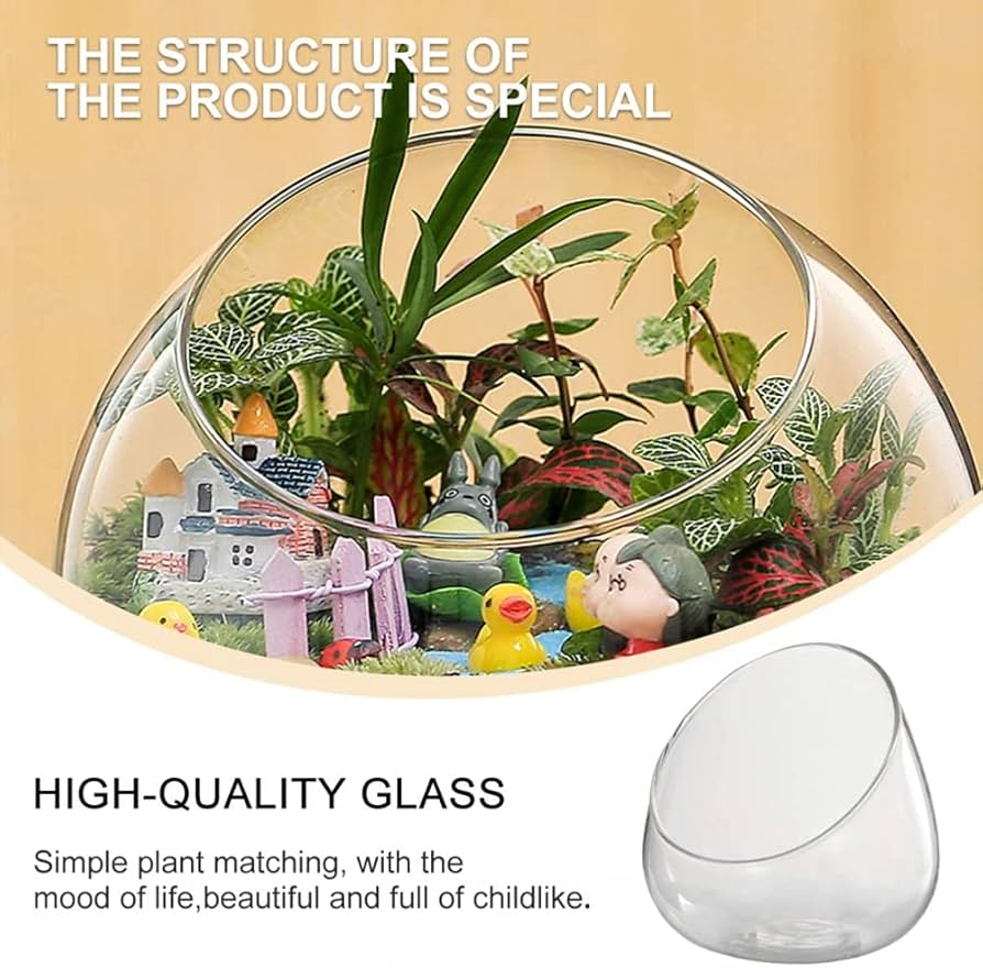 Amazon.co.jp: 透明ガラス花瓶斜めカットガラステラリウムバブル