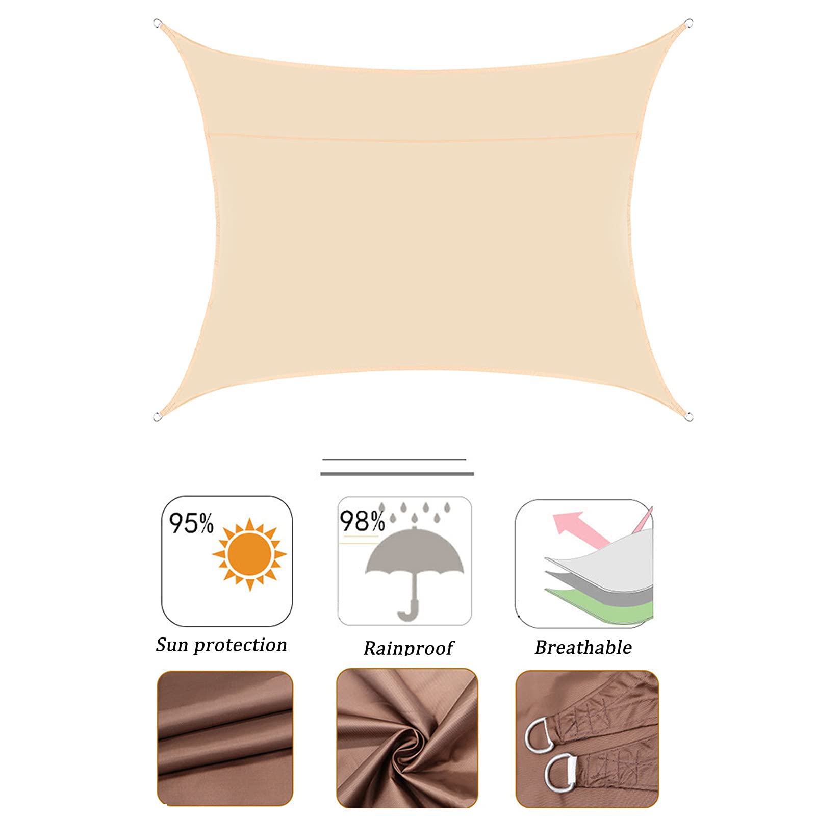 Parasole per esterni, 2,8 x 33,5 m, impermeabile, protezione UV al 98%, perfetta per feste in giardino, corda inclusa