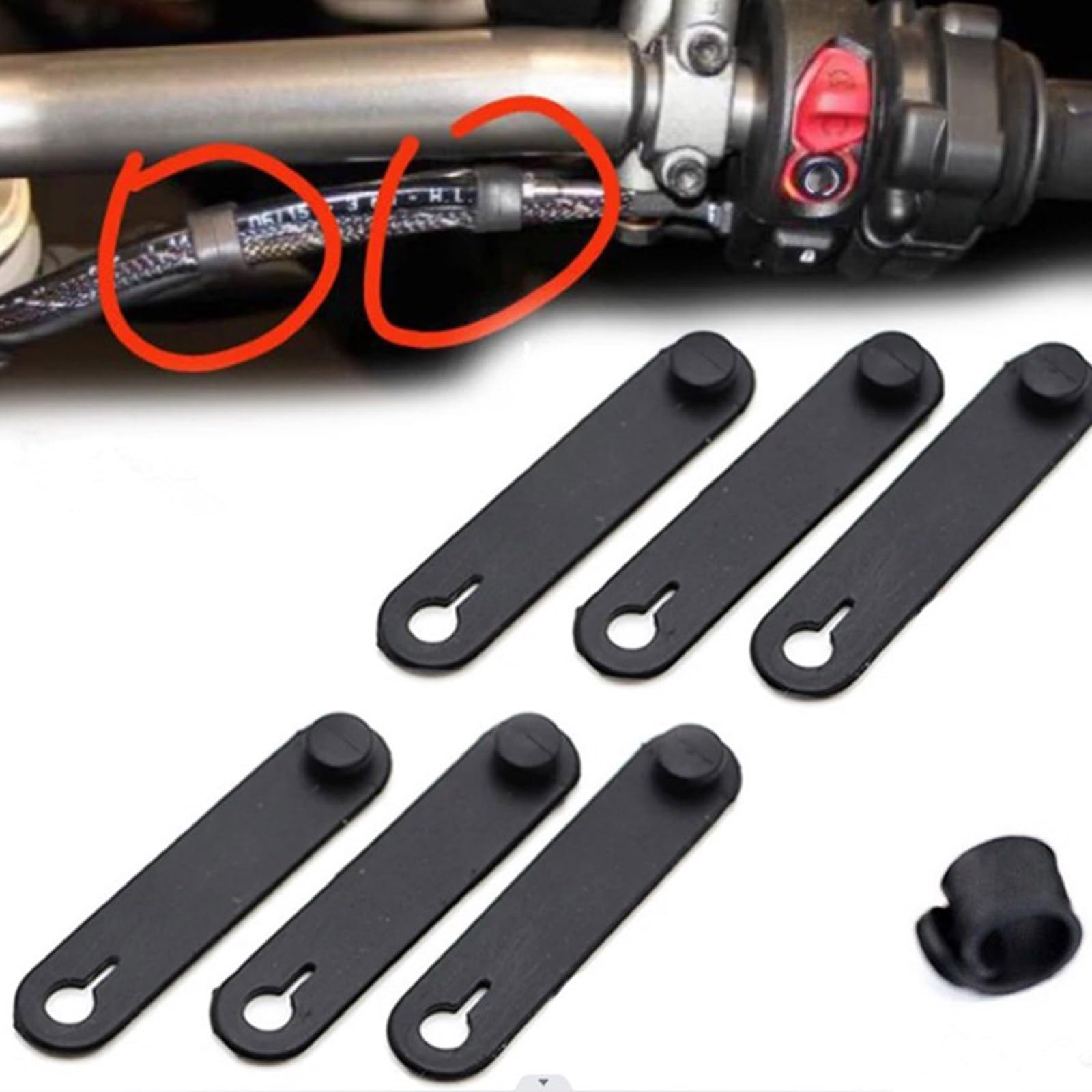 1Pc/5Pcs/6Pcs Tension Strap Tie Motorcycle Power Cord Tie Harness Tie Rubber Ties Clutch Line Brake Cable Ties Motorcycle Frame Accessory