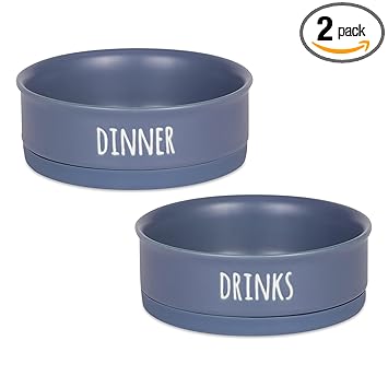 Bone Dry Ceramic Pet Collection Dinner, Drinks & Dessert Set, Medium, 6x2 Count, French Blue, 2 Count