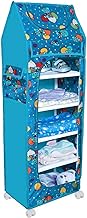 YouCopia Almirah for Clothes,Plastic Wardrobe for Clothes Multipurpose Collapsible Wardrobe for Kids Clothes/Toy/Book, Baby Cupboard for Clothes UpSpace Organizer Cartoon with Wheels (Firozi)