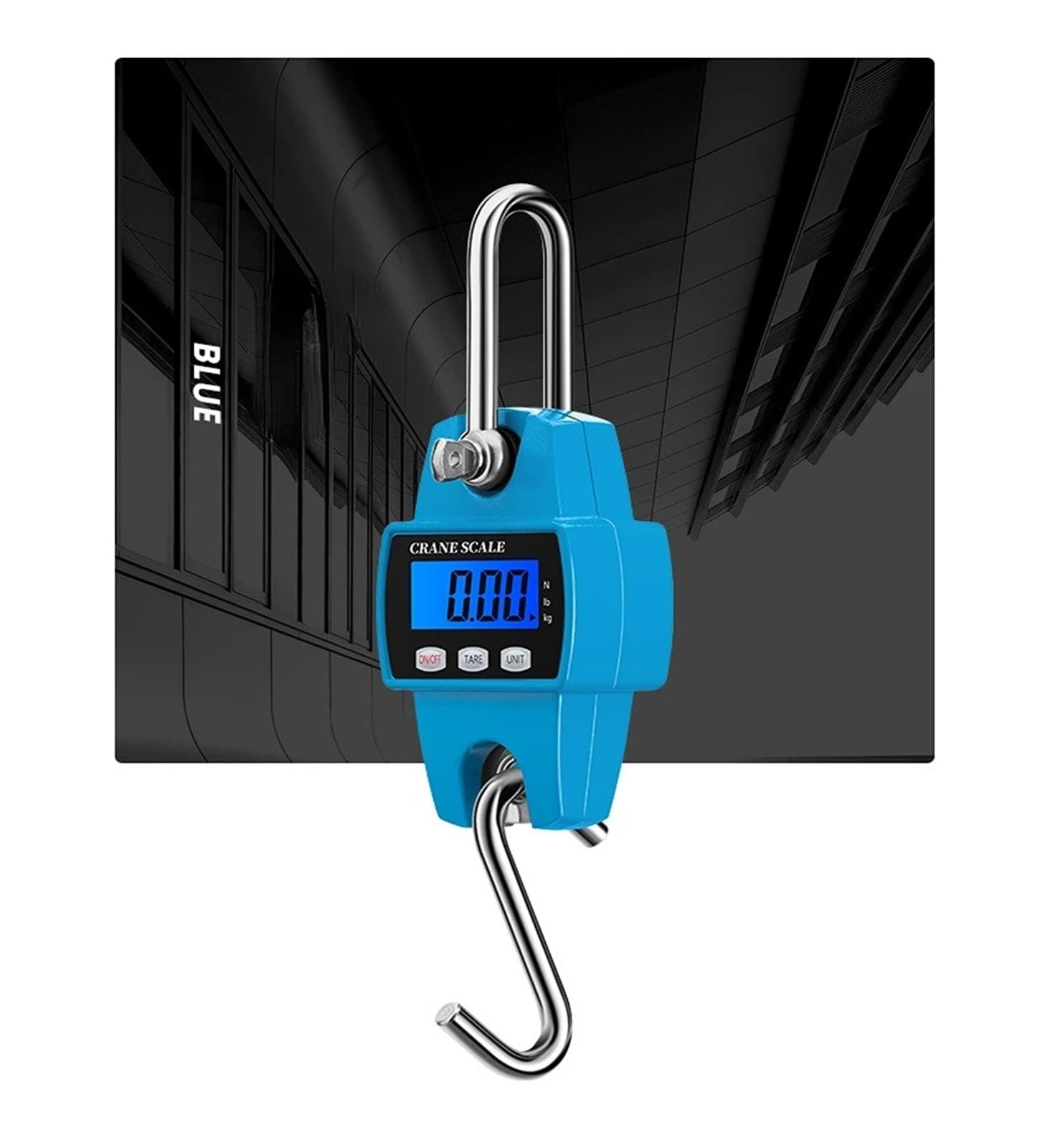 Gqnblvhzupdm Blu Crane Scale, Mini Lcd Digital 300Kg Hanging Scale Weight Portable Industrial Electronic Heavy Duty Hook Crane Home Farm Tool