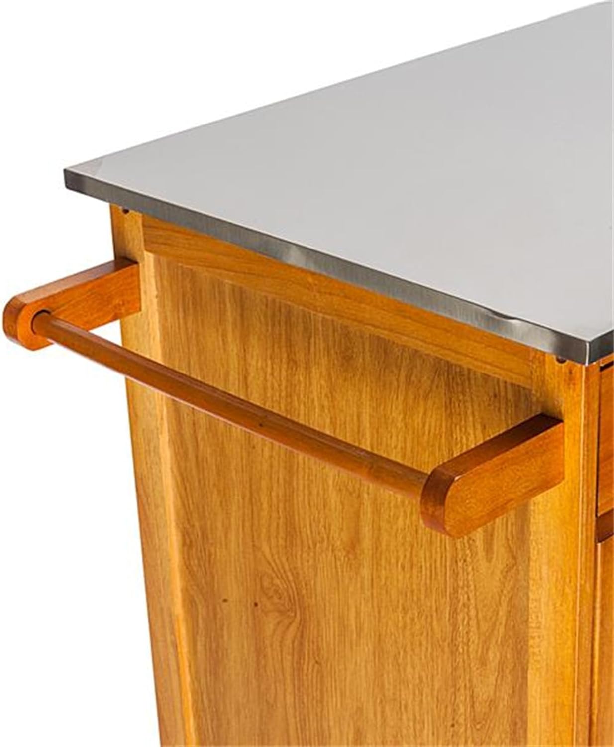 Moveable Kitchen Island Cart Rolling Trolley Cart with Stainless Steel Table Top & Drawer & Storage Cabinet & Towel Rack, for Kitchen and Dining Room,Sapele