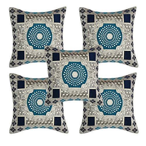 Image of SAWNA Homes Chenille Sofa Cover with Cushion Cover- 3+1+1 Sofa Covers Back 5 Seater Slipcovers for Home - 3 Seater & 2 Seater Protector Panels for Sofa Couch, 16 Piece, Light Sky