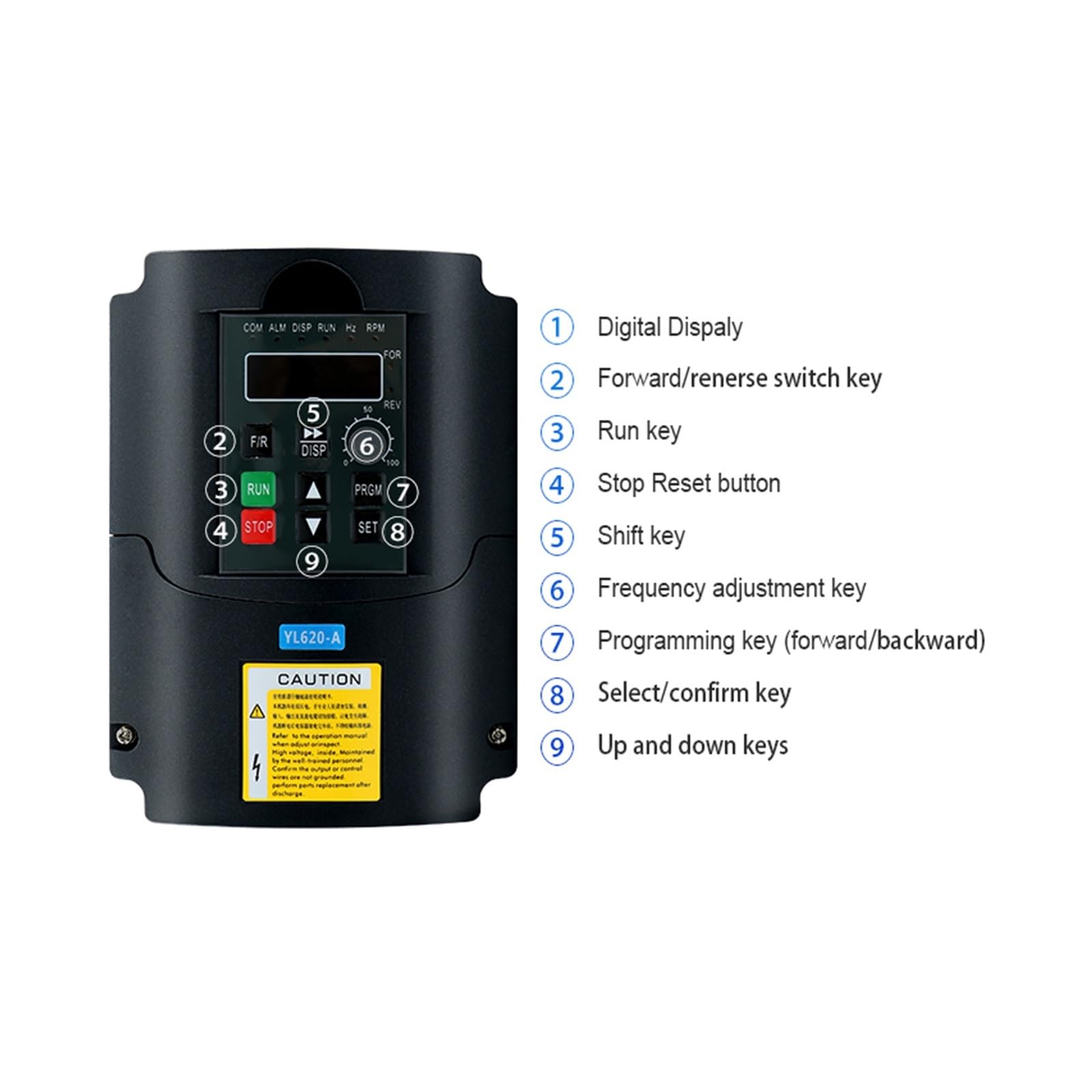 Variador De Frecuencia Napęd o zmiennej częstotliwości 0-600Hz 3P wyjście 0,75 kW 1,5 kW 2,2 kW VFD YL620 A falownik do sterowania prędkością silnika wrzeciona CNC Kompaktowa konstrukcja(1.5KW)