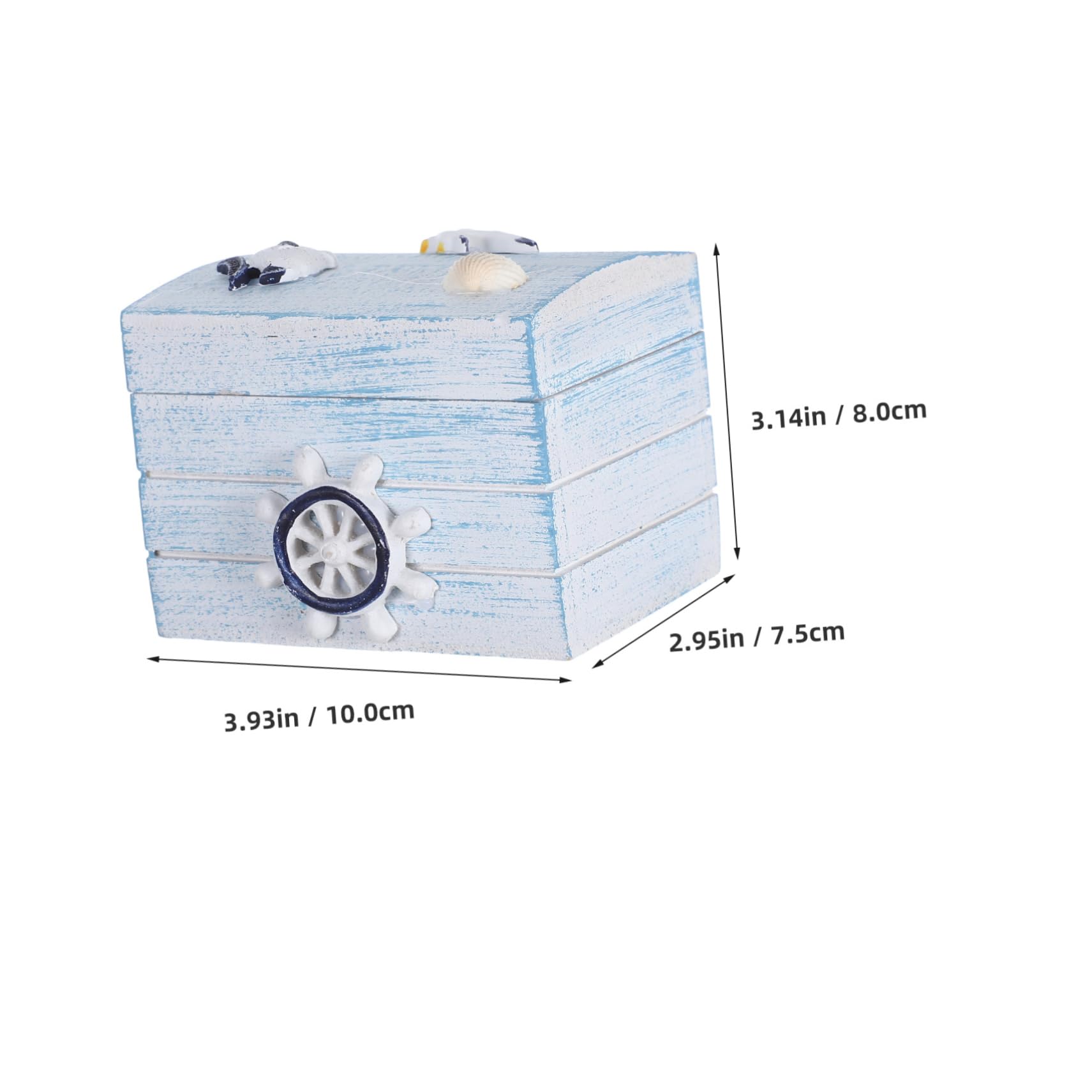 VILLCASE Ocean Themed Small Wooden Jewelry Box Nautical Decor Rustic Boat Decor Wooden Treasure Chest for Home