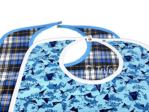 2 Pack - Adult Bib - Large Extra Long, Reusable Machine Washable, Clothing, Mealtime Protector, Waterproof