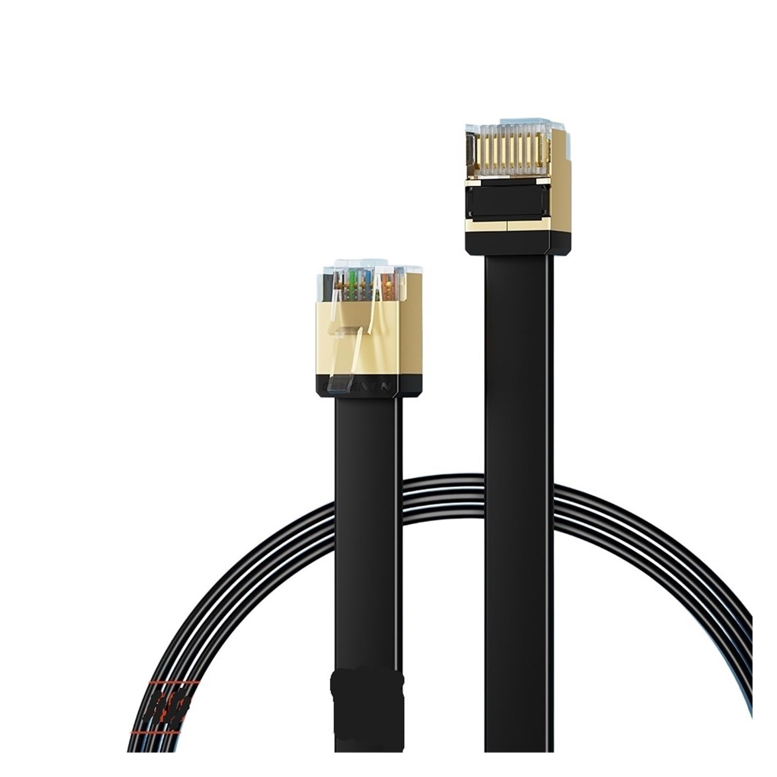 Générique Câble Ethernet plat Cat 8, 40Gbps, RJ45, réseau Lan, for PC, Modem, ordinateur portable, routeur PS5, liaison de données haut débit CAT6(CAT8 Flat Black,25M)