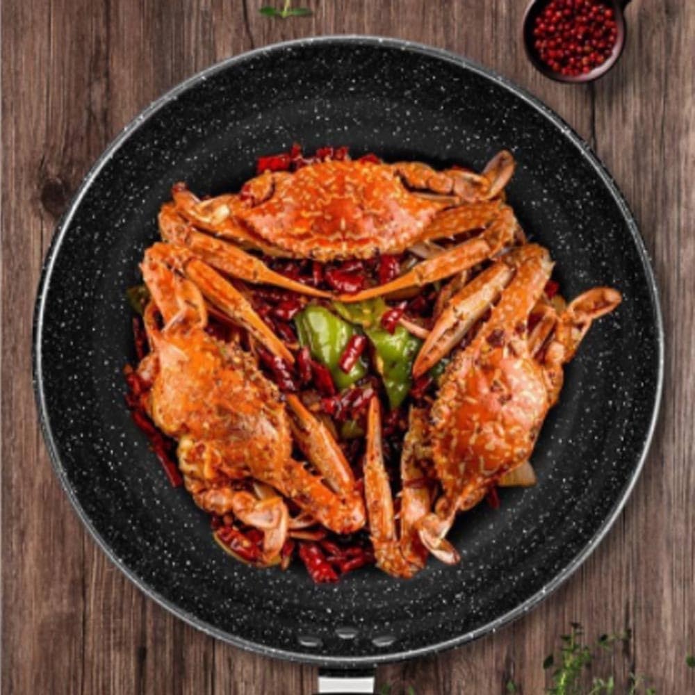 Czarny płaski spód nieprzywierający wok, 11-calowe patelnie do smażenia z powłoką z granitu, nowoczesne medyczne woki z wielowarstwową powłoką i uchwytem Stay Cool, do kuchen(30cm)