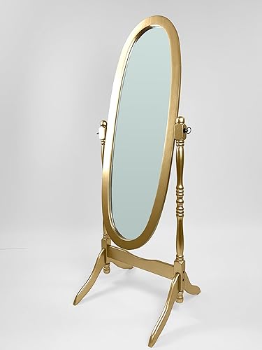 Miniatura 3 de GTU Furniture Espejo de piso ovalado giratorio de madera ovalada de longitud completa, en acabado blanconegrocereza, roble, plataoroespressogris