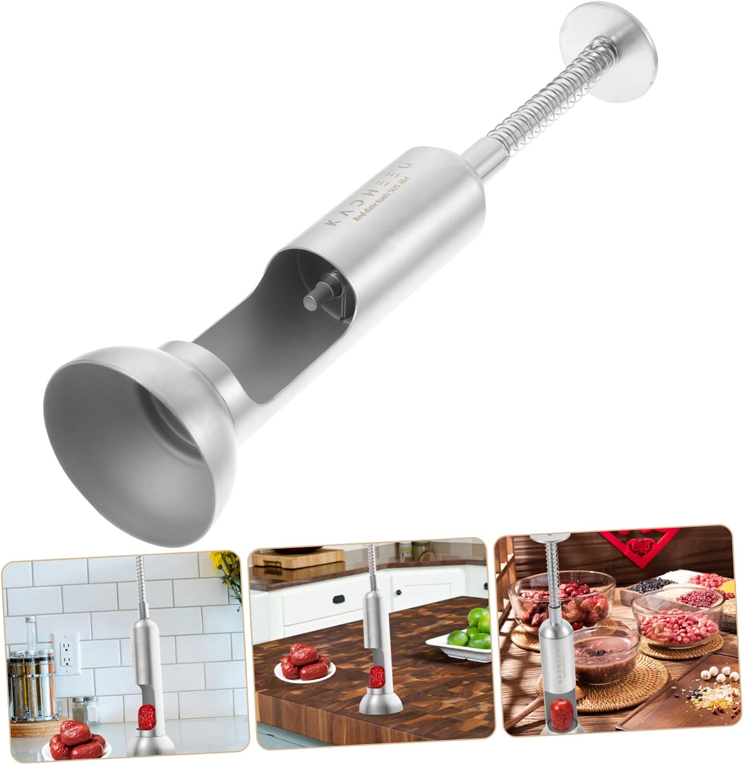ABOOFAN Simple Design Red Date Core Remover Cherry Corer Kitchen Tool Easy to Use and Carry