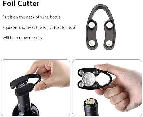 Miniatura 6 de Abridor de vino, sacacorchos con bomba de presión de aire, abridor de botellas de vino con cortador de aluminio, regalos para los amantes del vino