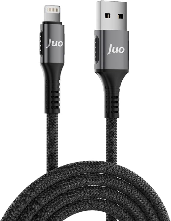 Juo 12W 2.4A USB-A to Lightning iPhone iPad ile Uyumlu Örgülü Hızlı Şarj ve Data Kablosu 1 Metre