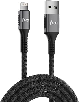 Juo 12W 2.4A USB-A to Lightning iPhone iPad ile Uyumlu Örgülü Hızlı Şarj ve Data Kablosu 1 Metre
