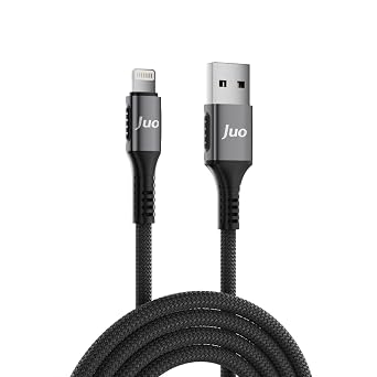 Juo 12W 2.4A USB-A to Lightning Braided Fast Charging and Data Cable 2 Meters Compatible with iPhone iPad