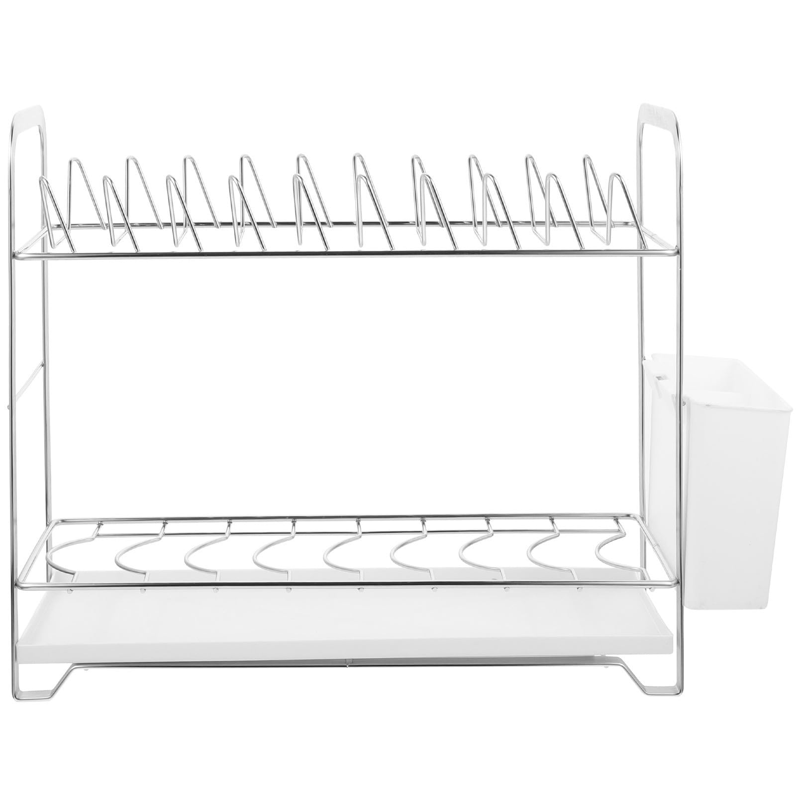 Égouttoir à Vaisselle Inoxydable 2 Niveaux Bac D'égouttement, Support de Rangement Robuste en Acier Inox Cuisine Argenté