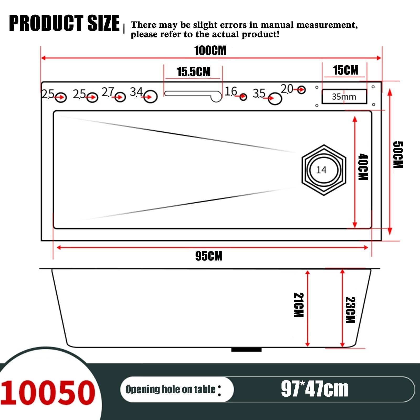 100 * 50 cm Küchenspüle mit Zwei Wasserfällen und Hochdruck-Spritzpistole, Küchenspüle mit Digitalanzeige, Edelstahlspüle mit Messerhalterbox