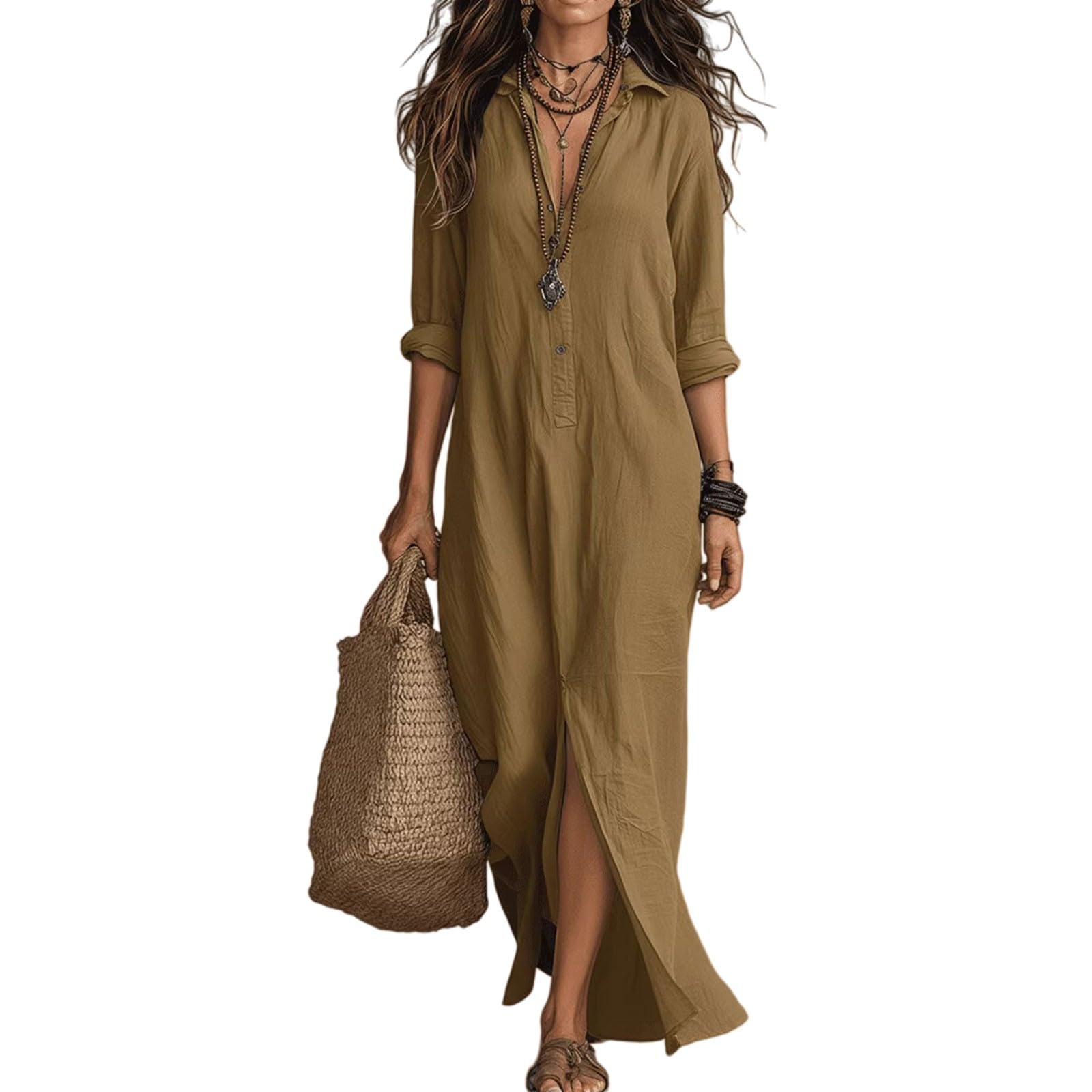 Robe longue bohème col V : votre alliée fluide et légère pour les vacances et la plage
