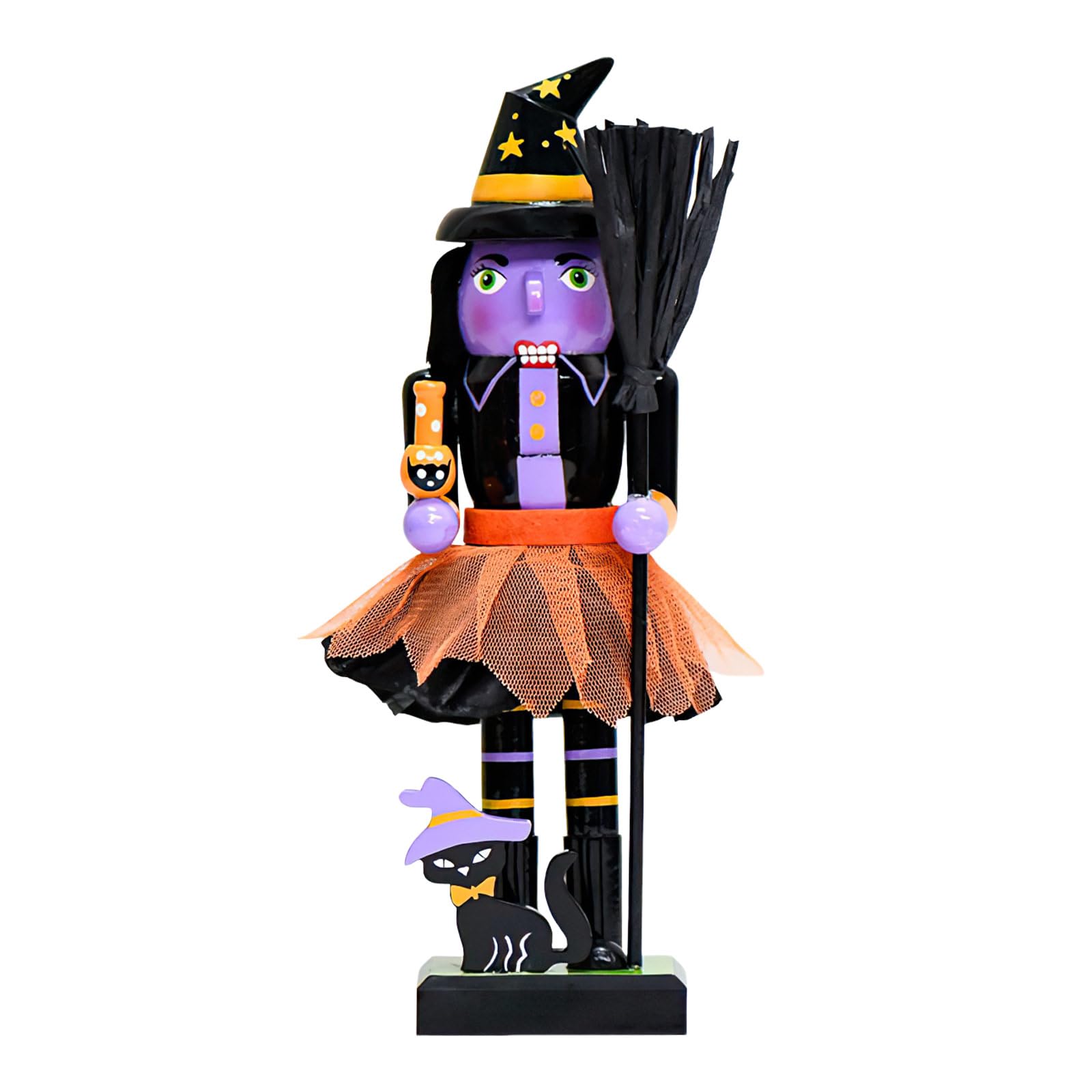 Uoaesr A Halloween Nutcracker Soldier - 10" Hand-Painted Wooden Christmas Decoration | Nutcrackers Pumpkin Ornament, Decorations For Xmas Home Christmas Tree Party Hanging Ornaments (A)