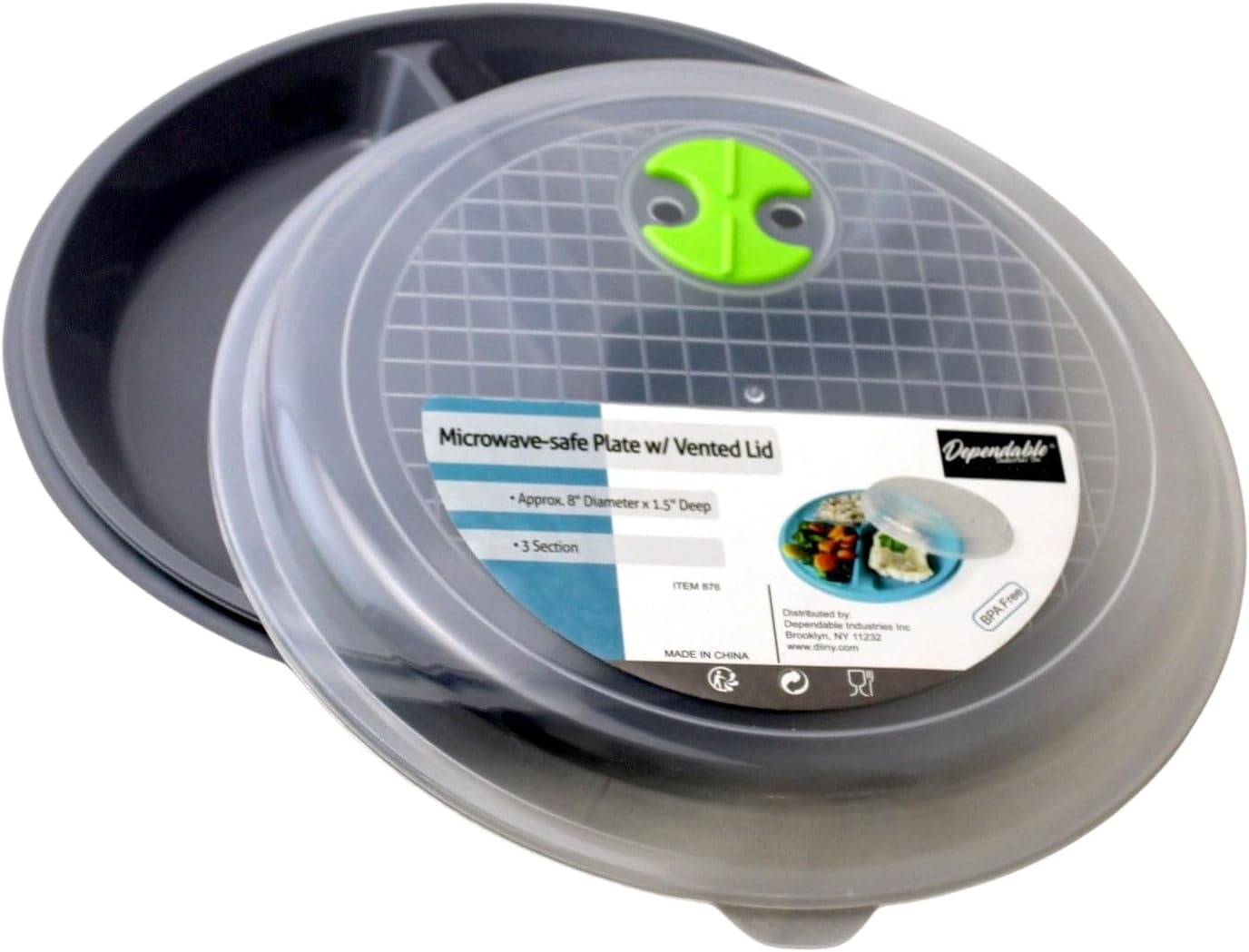 4-Pack Divided Microwave Plates with Vented Lids – BPA-Free, Stackable Meal Prep Plates – 3 Section Food Storage – Microwave, Freezer & Dishwasher Safe – 8.75” x 8.75” - Image 2