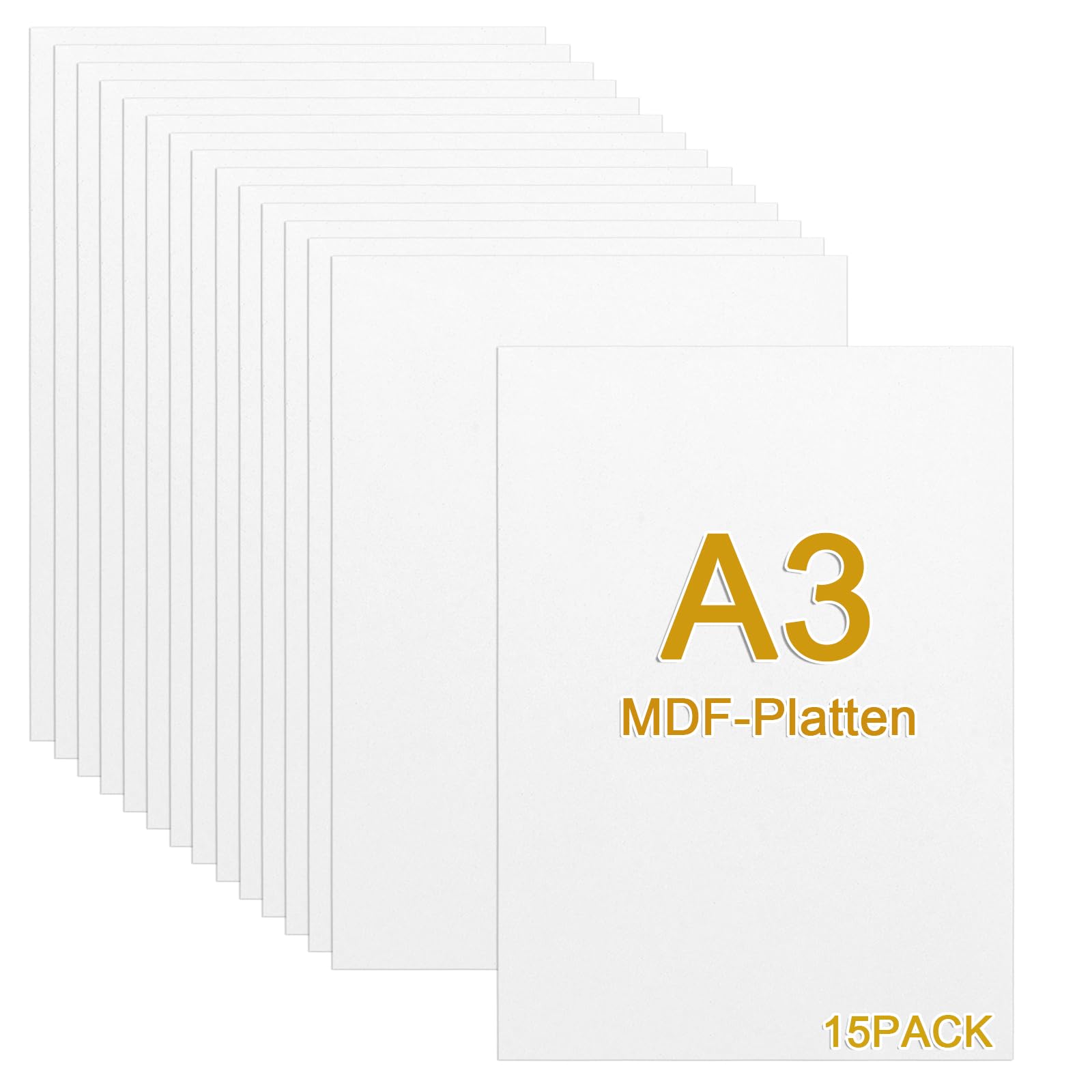 YAYODS 15 placas de madera de densidad media A3 de 3 mm, 420 x 300 x 3 mm, para manualidades, placa de madera blanca para láser, enrutador CNC, modelado, calado, sierra de marquetería