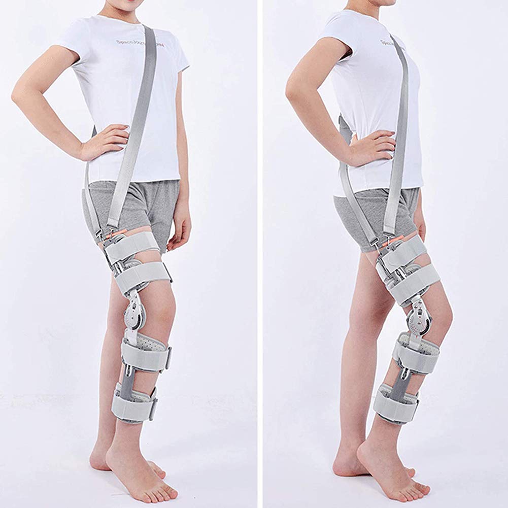 Soporte de fijación de articulación de rodilla ajustable con bisagras ROM, soporte inmovilizador de rodilla, adecuado para lesiones del ligamento del menisco de la rodilla de las extremidades inferi
