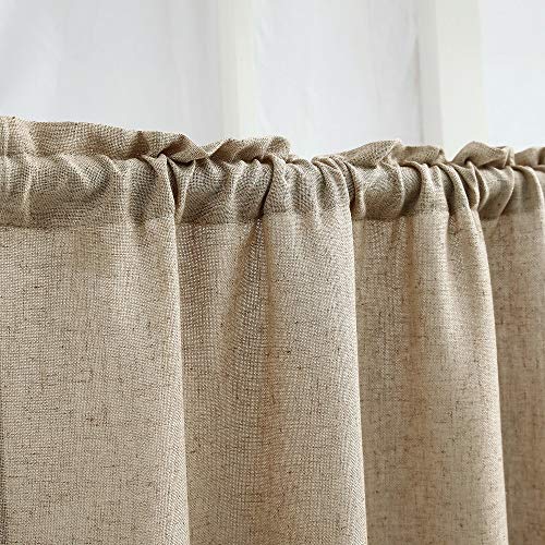 Kitchen Curtains For Dining Room Burlap Linen Tier Curtain Window Treatment Drapes For Living Room Set Of 2 Each 29 X 36 Inch Rod Pocket Coffee #TOP3