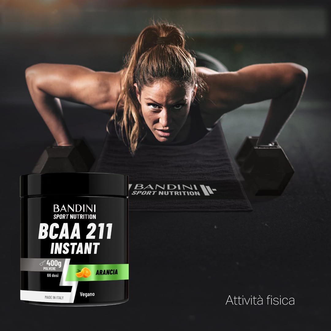 Bandini® AMINOACIDI RAMIFICATI BCAA 2 1 1 400 g Gusto ARANCIA, BCAA Polvere con Leucina Valina Isoleucina, Integratore per Palestra, Sport, Allenamento, Pre Intra Post Workout, Recupero Muscolare