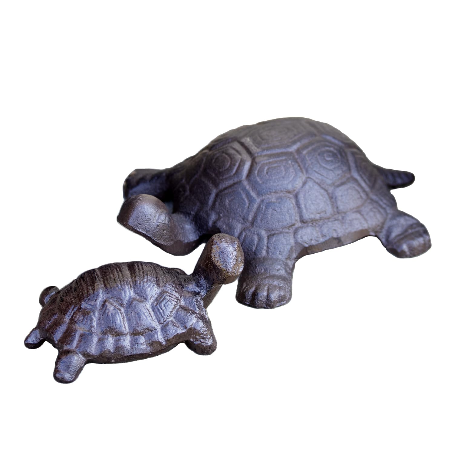 Darthome Brown Set Of 2 Cast Iron Turtle Garden Ornaments, Antique-Style Finish, Weather-Resistant