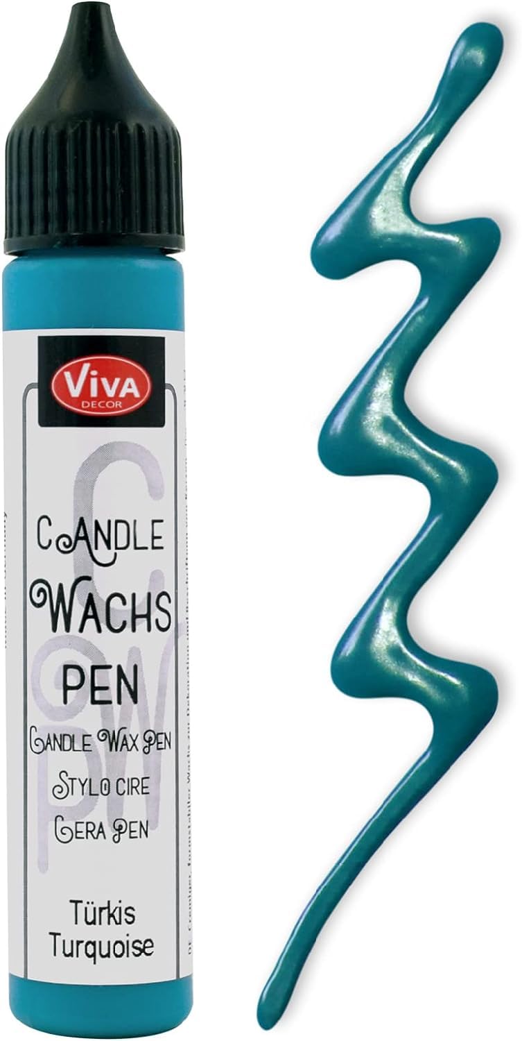 Viva Decor Candle Wax Pen (Turquoise, 28 ml) Wax Sticks for Candles - Candle Making - Candle Pen - Wax Colours for Candles - Candle Liner - Made in Germany