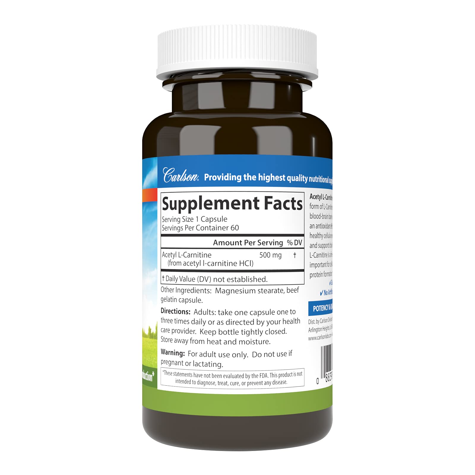 best price online for carlson acetyl l carnitine Amazon.com: Labs L-Carnitine, 500mg, 60 Capsules : Health & Household Carlson Acetyl L-Carnitine 100 g