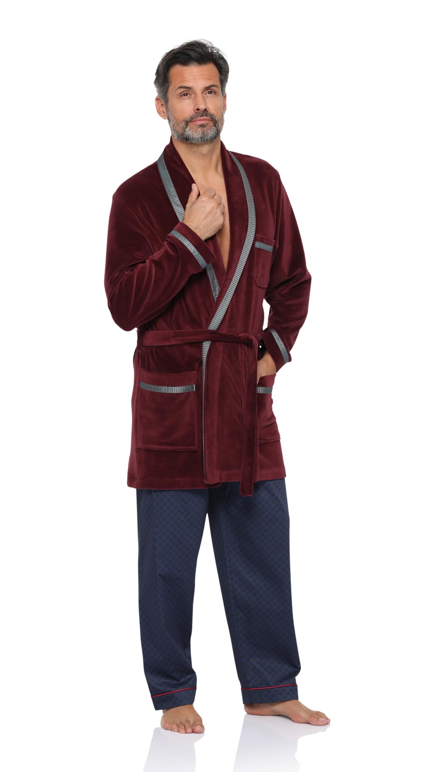Revise RE-117 Albornoz corto para hombre - Terciopelo Terciopelo