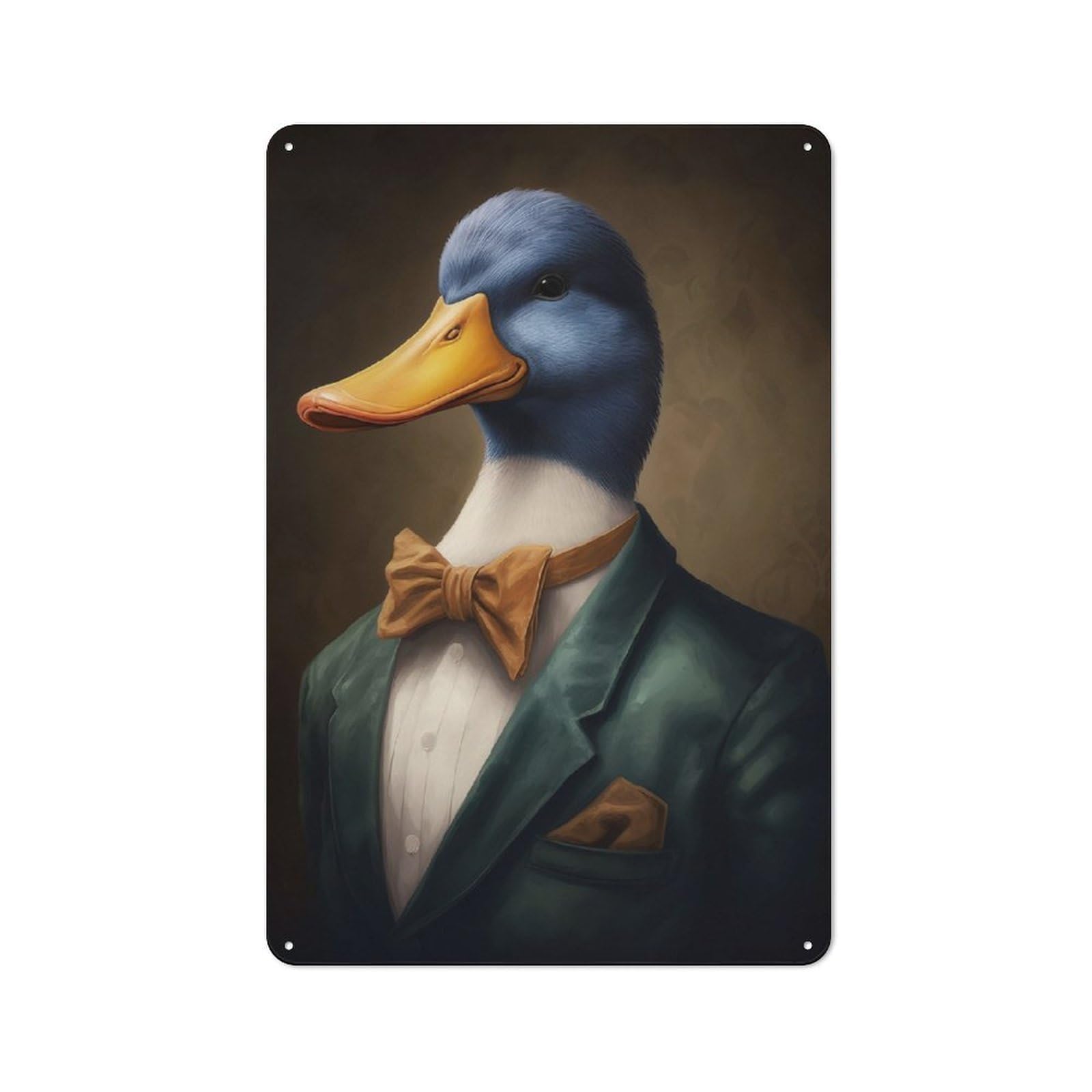 Junmoney Duck In Suit Metal Sign 30X20cm With For Workshop Wall, Rustic Decor, For Garage, Workshop And Man Cave Decoration