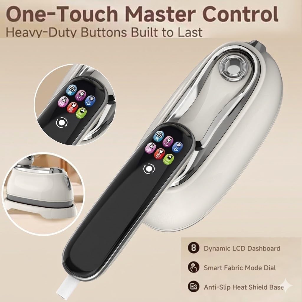 2-in-1 Handheld Steamer Iron for Clothes Portable Garment Steamer Travel | Compact 2-in-1 fabric steamer iron features a detachable water tank, offering powerful, portable wrinkle removal on the go.