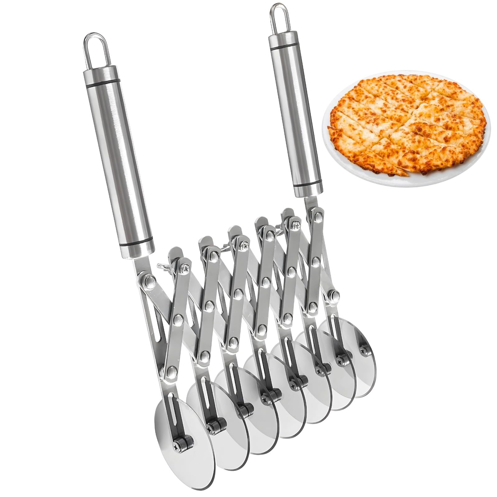 Pastry Cutter Tool, 7 Wheel Pastry Cutter, Multi-Round Wheel Pasta Dough Cutter Roller Pizza Slicer Accordion Pastry Knife Divider Tool