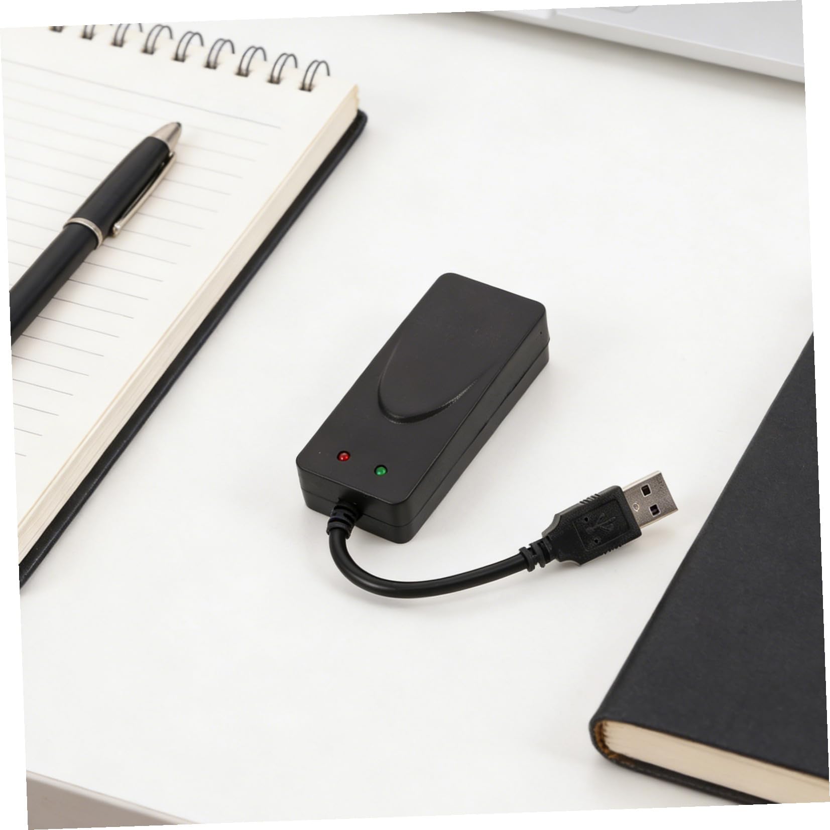 SHINEOFI Módem Fax USB 56k Negro Doble Puerto USB, Material Abs, Plug and Play para Oficina en Casa y Entornos Empresariales