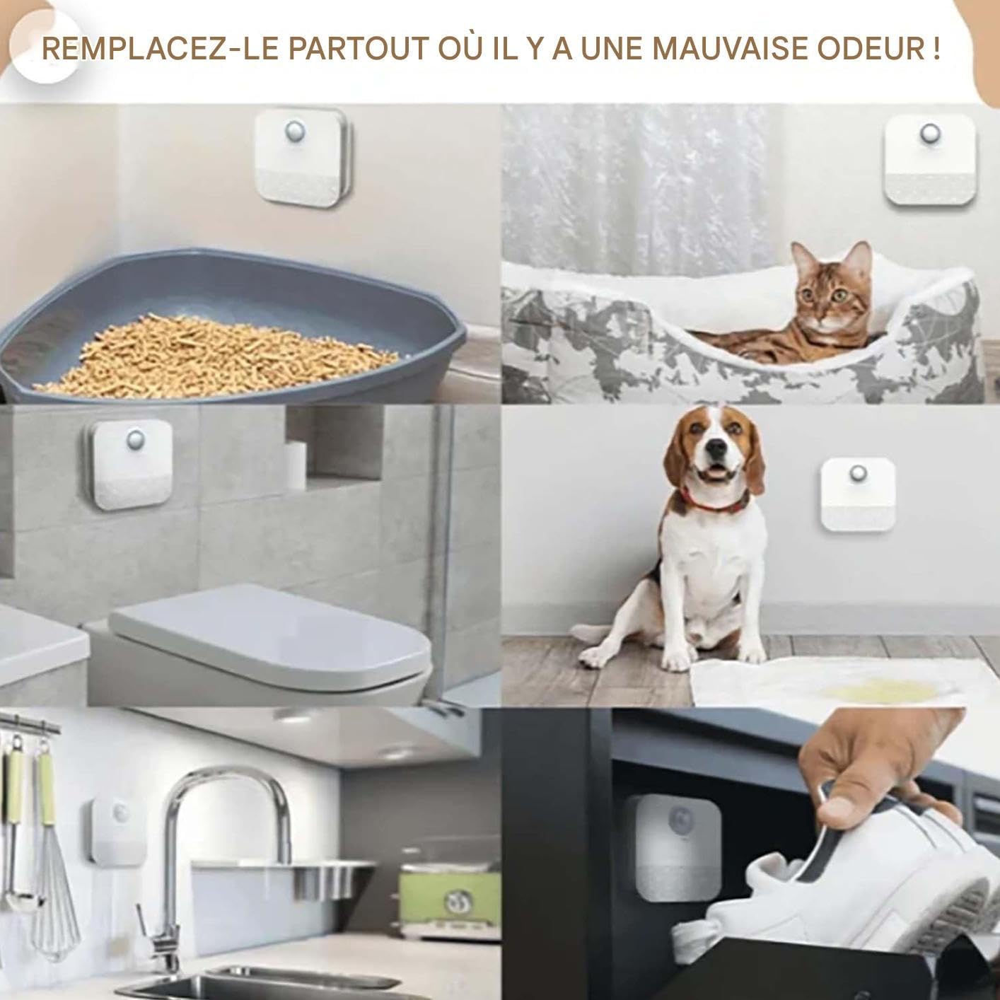 Neutralizzatore Di Odori Lettiera Assorbitore Di Controllo Odori Sicuro | Eliminatore Di Odori Per Lettiera Con Sensore Automatico per Casa Bagno Armadio Lavanderia Interno Esterno Pavimento