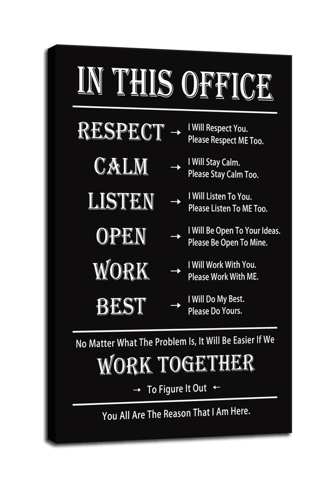 MCQWOMFQAK Inspirational Teamwork - Motivational Wall-Art for Office and Workplace(Framed,08x12inch(20x30cm))