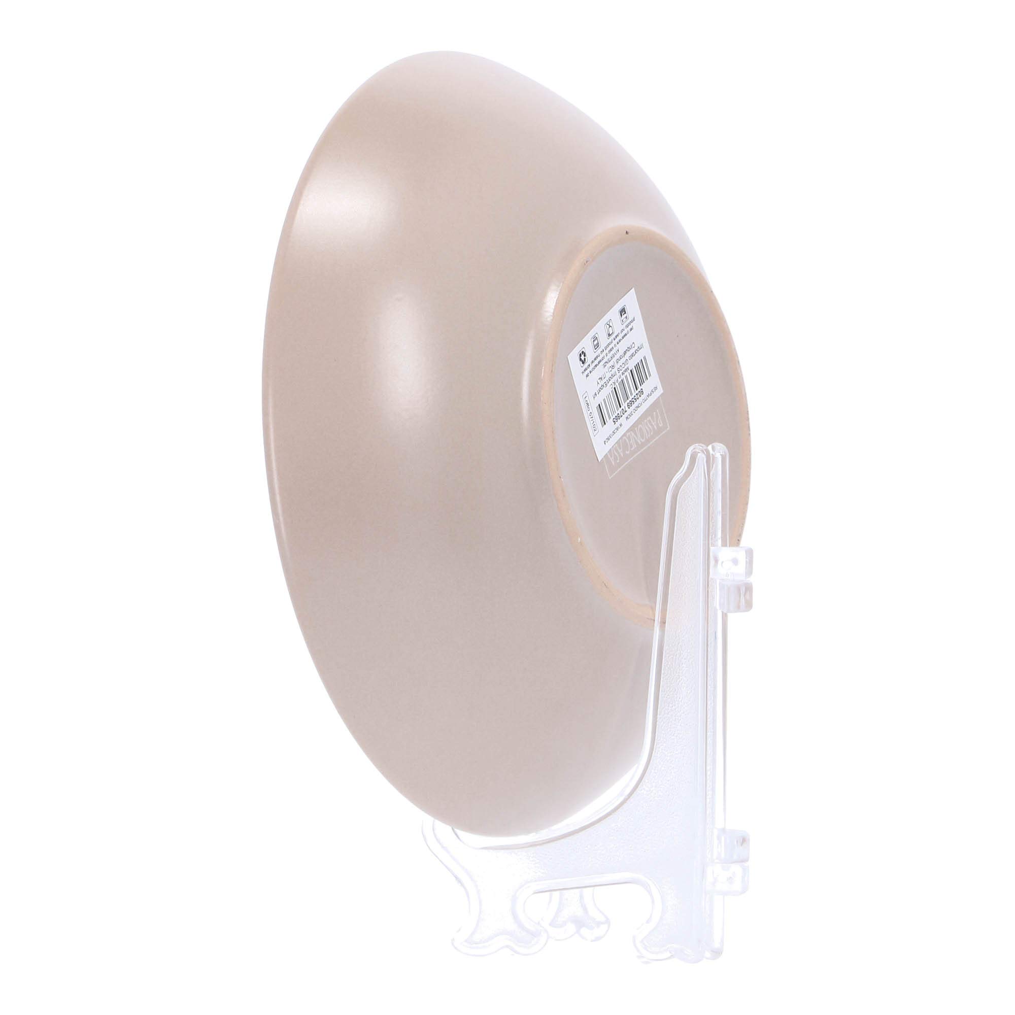 Piatto Fondo In Ceramica Tortora Opaco - 20 Cm, Lavabile In Lavastoviglie