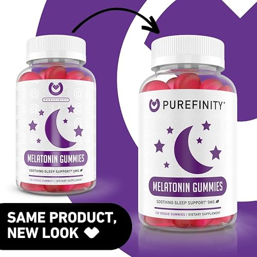 Miniatura 8 de Purefinity Gomitas de melatonina  Ayuda para dormir sin formación de hábitos de 5 mg para niños y adultos  Suplemento de sabor a bayas veganas
