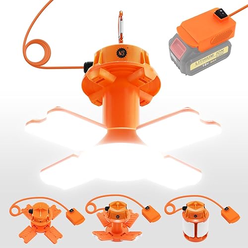 NS Luz de trabajo LED de 60W 6000LM para batería Dewalt y Milwaukee DC 20V18V, luz blanca de 5000K, luz de emergencia, luz de inundación, luz de