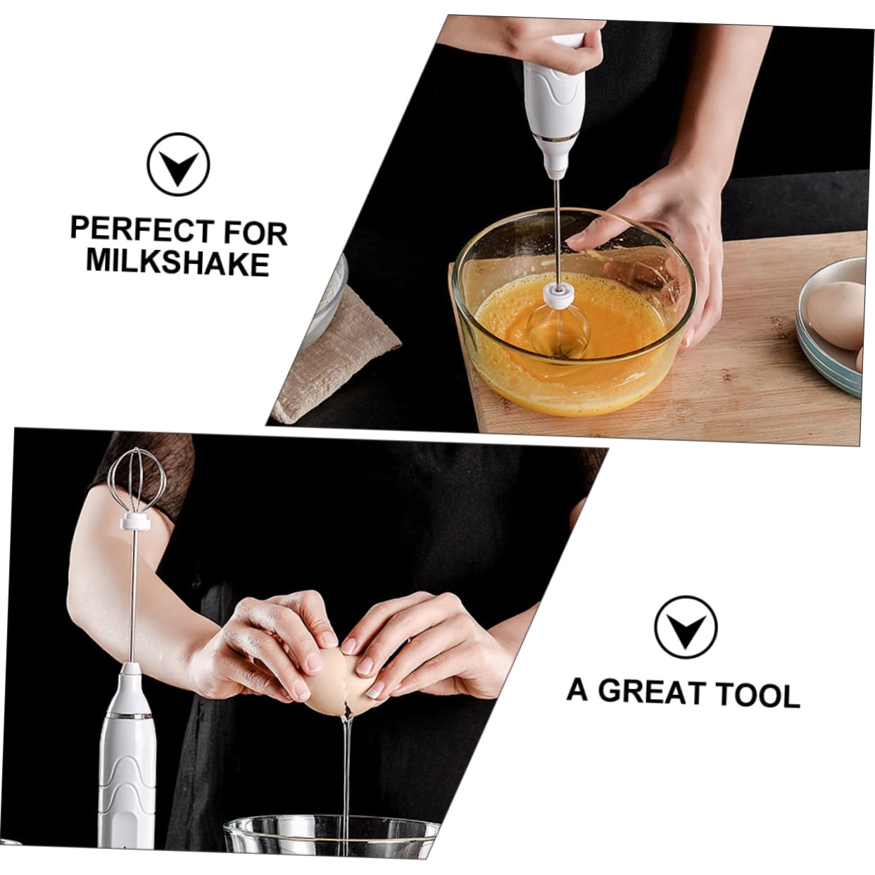 FUNOMOCYA Powered Electric Egg Beater Handheld Milk Frother Cordless Stirrer 3 Gear Electric Mixer Long Battery Life Easy to Use Random Color