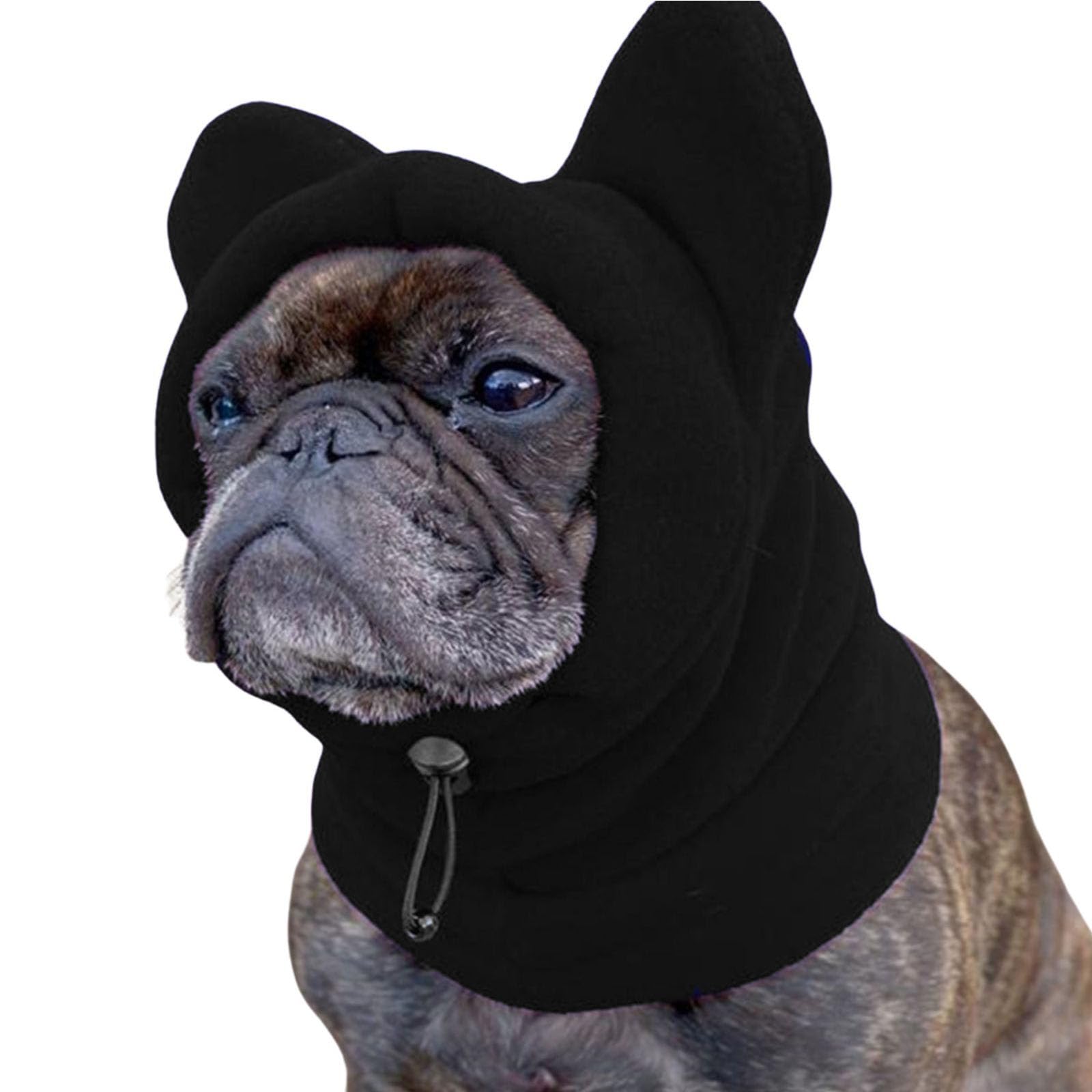 Harikaji Pet Ear Muffs, Winter Warm Dog Calming Ear Muffs Hat Quiet Snood Ear Cover Fleece Hat for Small Medium Large Dog Black M