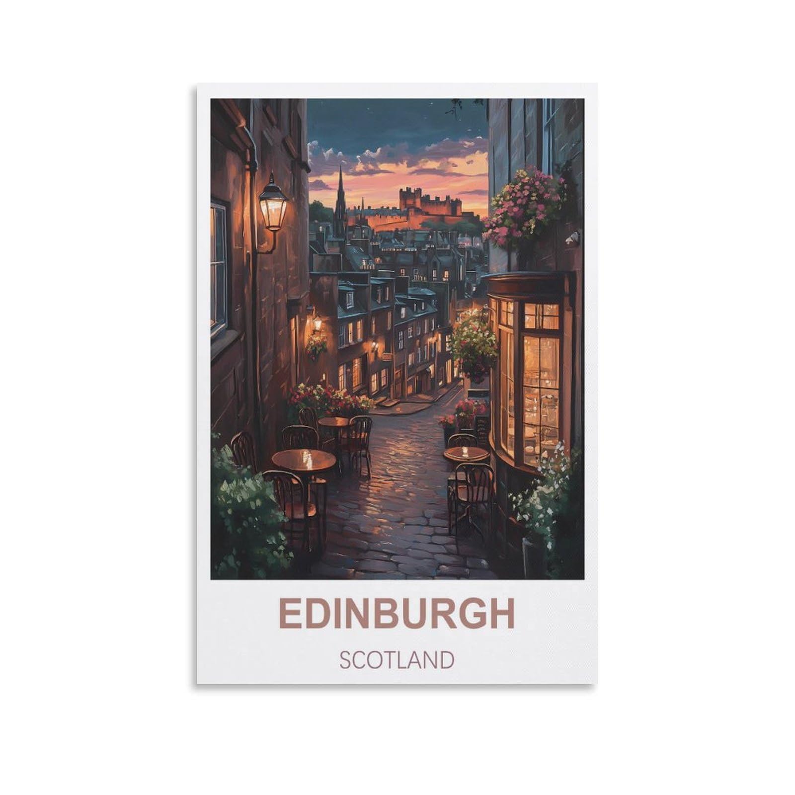 FJIWECWSQ Edinburgh Scotland Vintage Travel Poster (2) 08x12inch(20x30cm) Canvas Wall Art Painting Prints