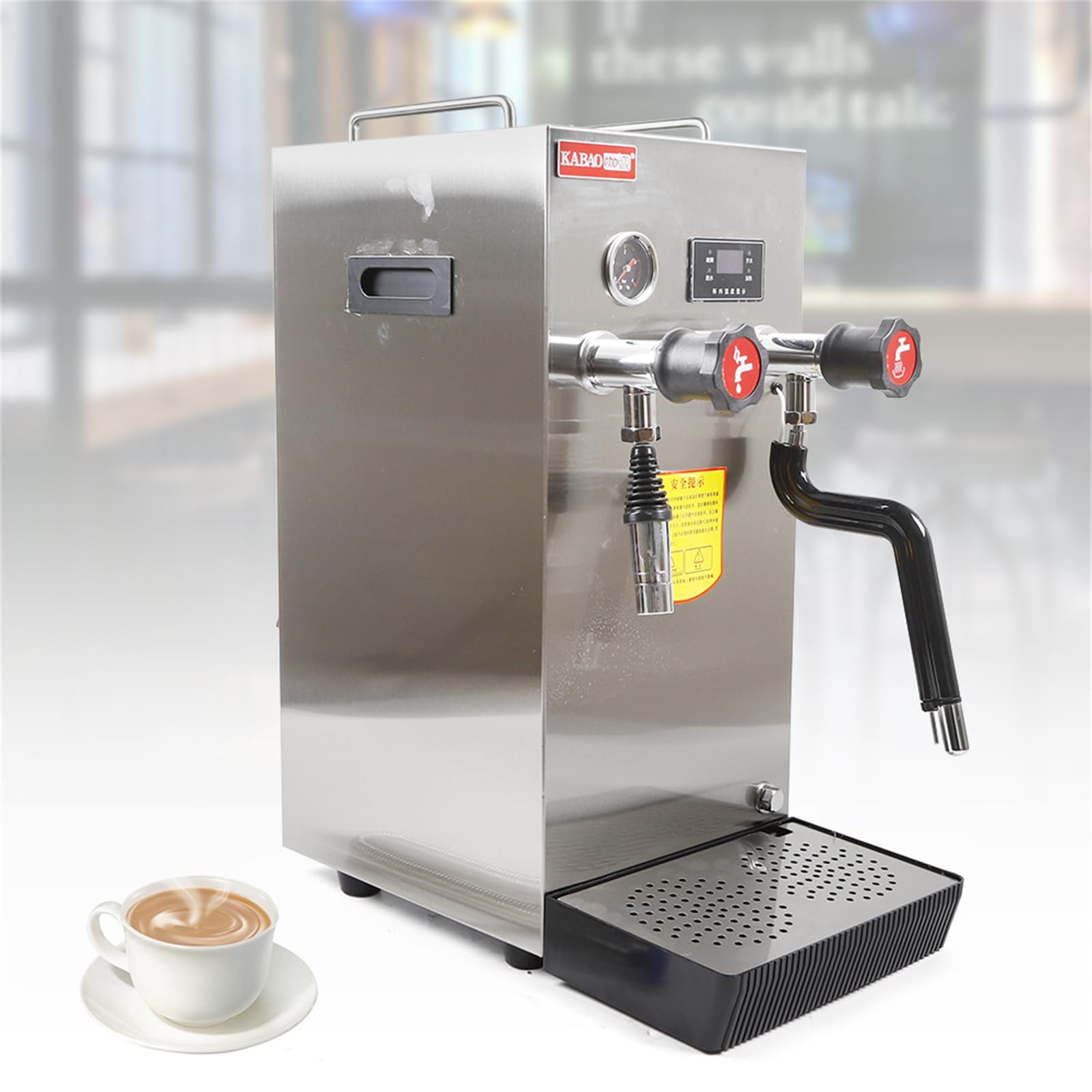 LIYUANJUN 8L/2.1 Gallon Milk Frother, Commercial Milk Foam Frother Steam Water Boiling Machine with an Induction Suction Booster Pump, Electric Milk Foam Maker for Tea/Coffee Shop Hotel Bar