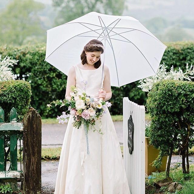 2X Ombrello da sposa bianco elegante, romantico e pratico, ideale per matrimoni e servizi fotografici circa 90 cm di diametro