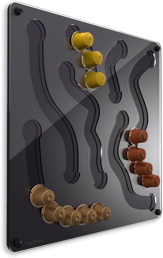Plexidisplays Fun 2013.03.1303032 Wall-Mounted Capsule Holder for Nespresso Capsules - 41 x 41 cm - Black